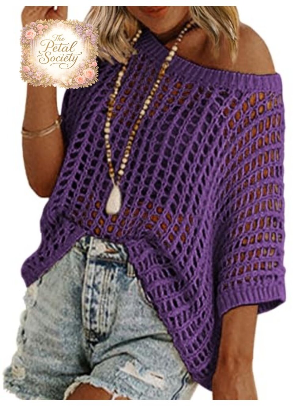 Crochet Short Sleeve Sweater Lightweight Summer Top Beach Cover Up